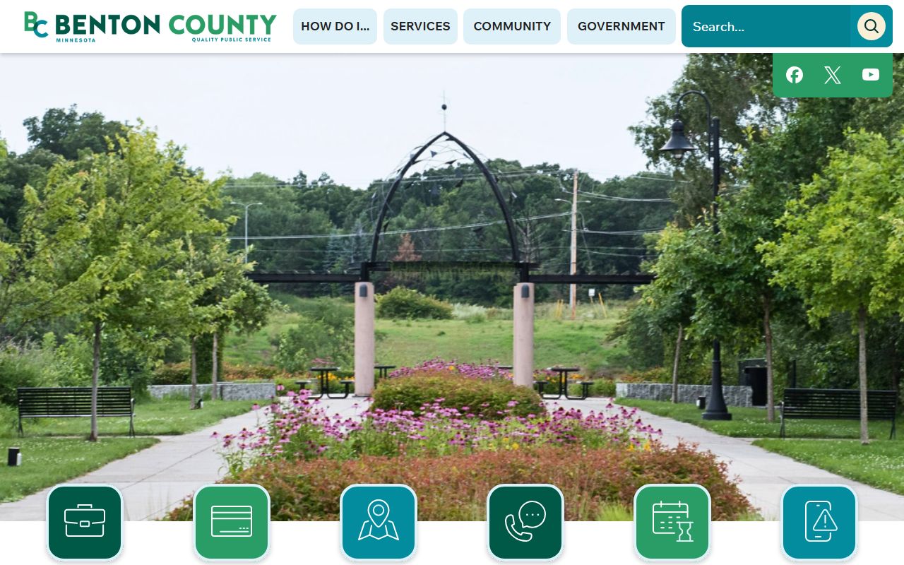 Benton County website showing recorder services for death records in Foley