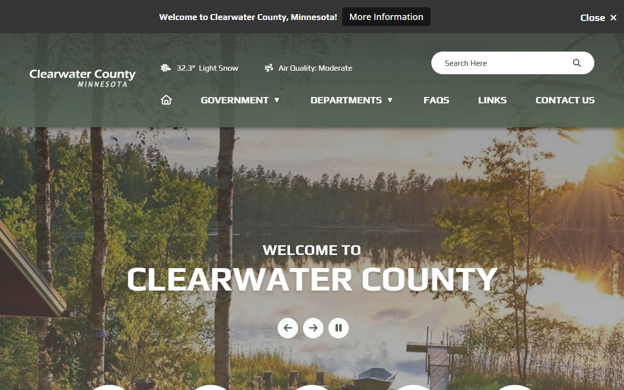 Clearwater County website showing death records services