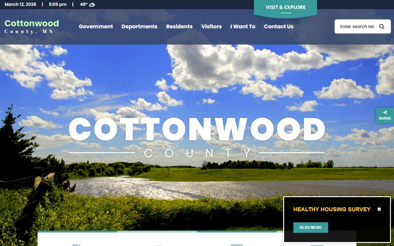 Cottonwood County website showing death records services