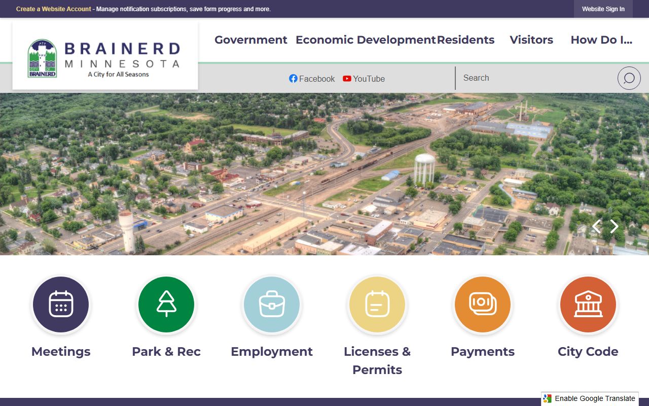 City of Brainerd website related to Crow Wing County death records