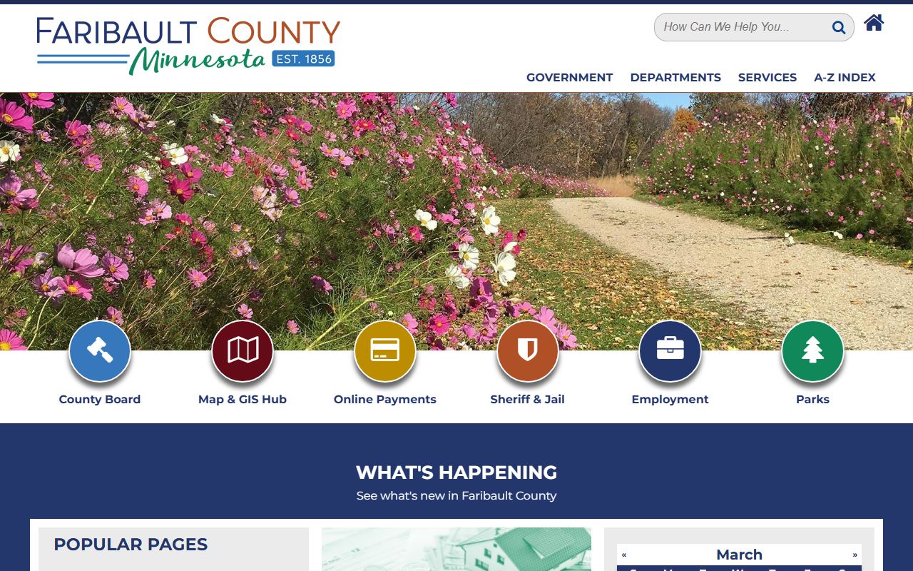 Faribault County website showing vital records information