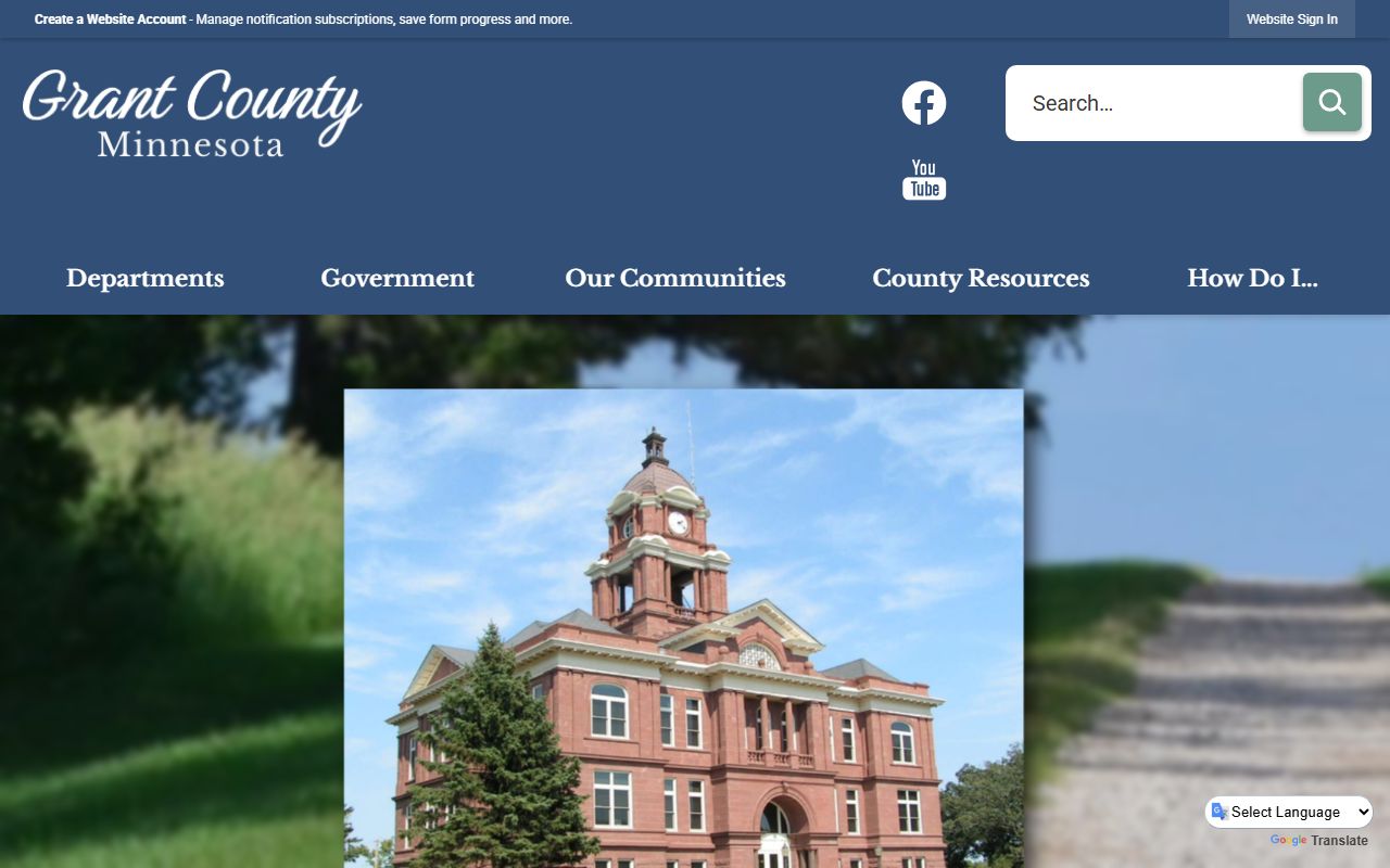 Grant County website showing recorder services for death records