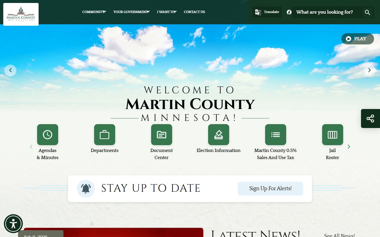 Martin County website showing recorder and vital records services