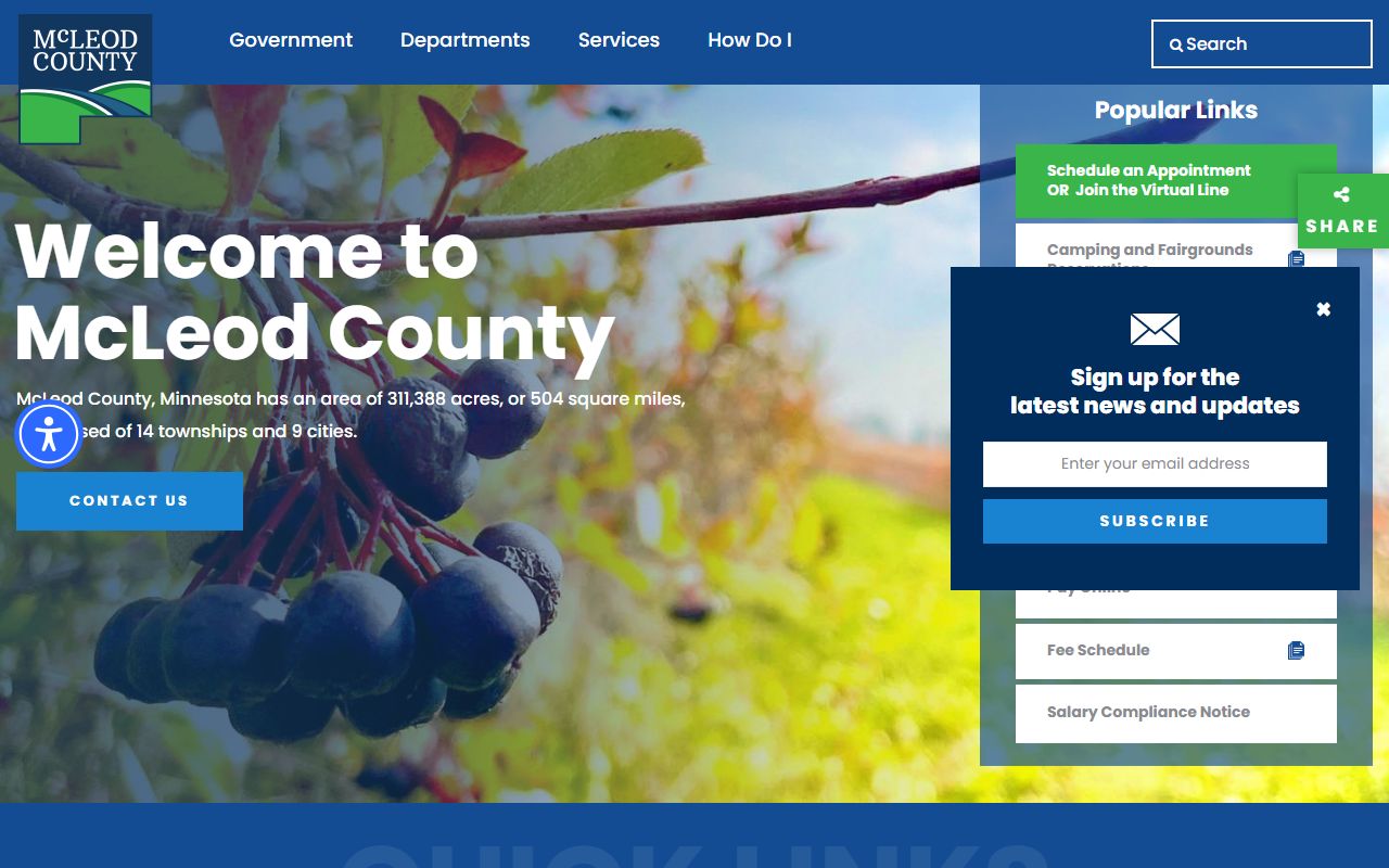 McLeod County website with recorder and vital records information