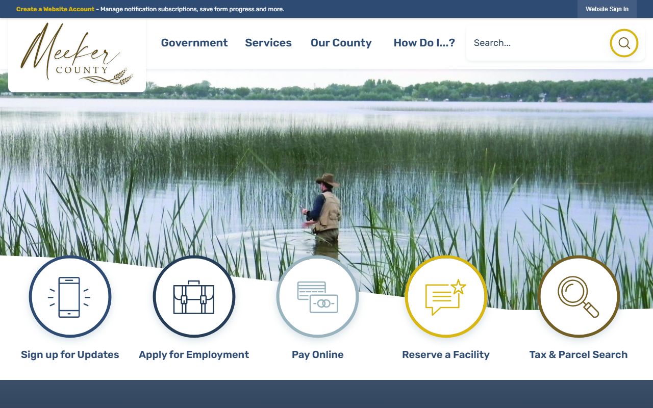 Meeker County website showing recorder and vital records services