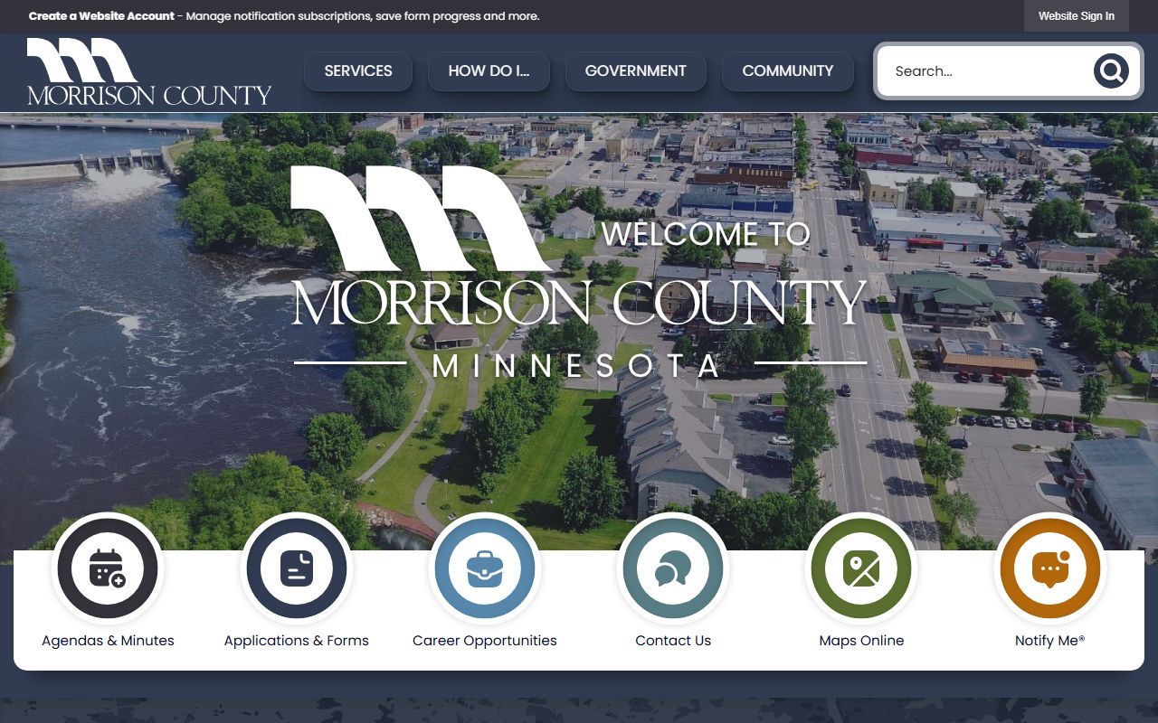 Morrison County website showing recorder and death records information