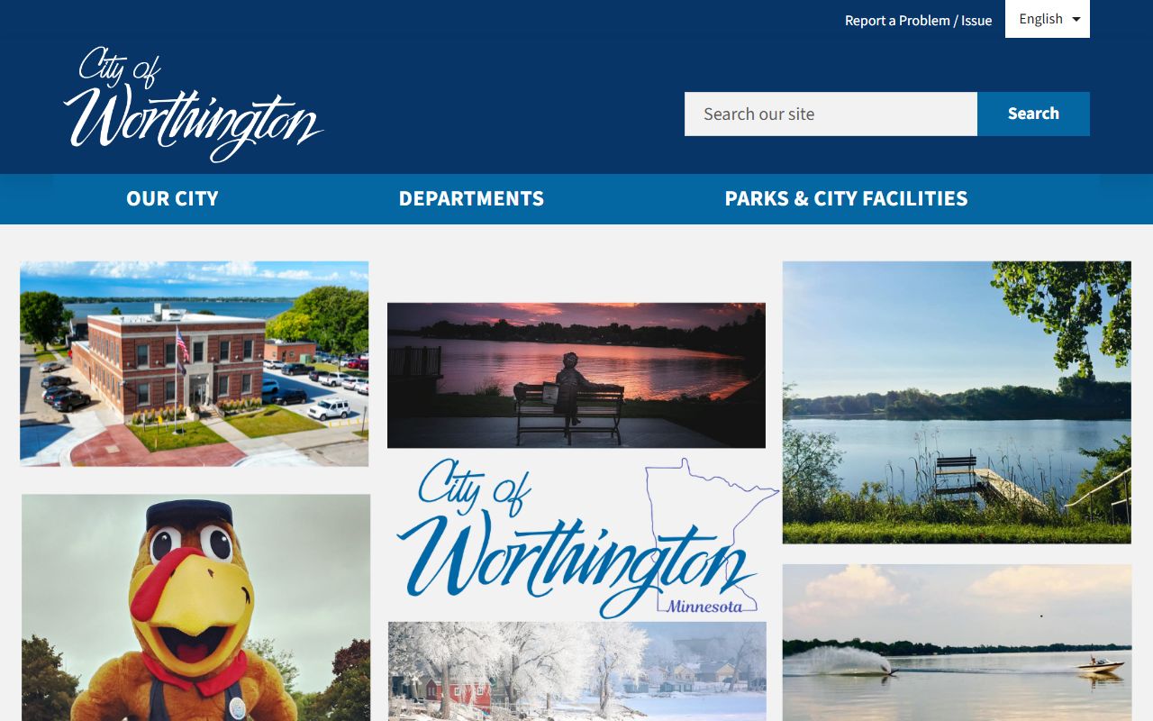 Worthington city website with information related to Nobles County death records