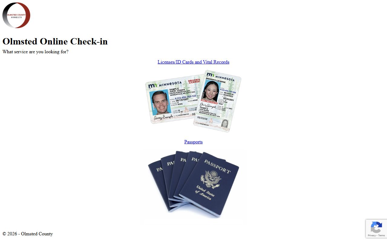 Olmsted County online check-in system for recorder office visits