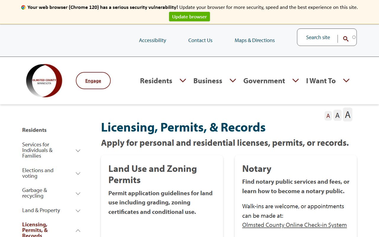 Olmsted County recorder and licensing permits records office page