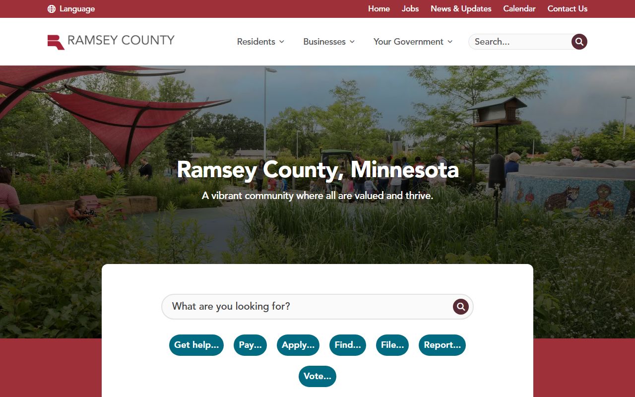 Ramsey County website showing vital records and death certificate information