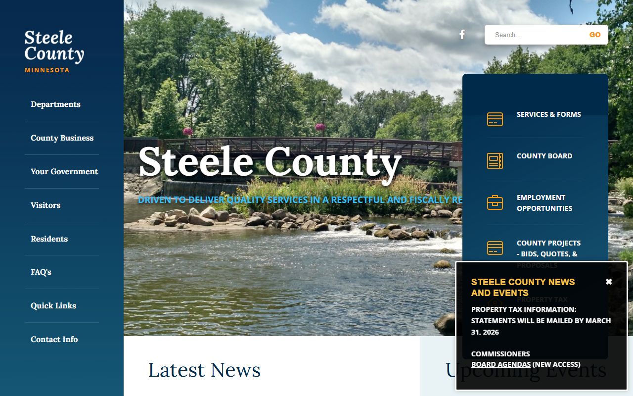 Steele County website showing recorder and vital records services