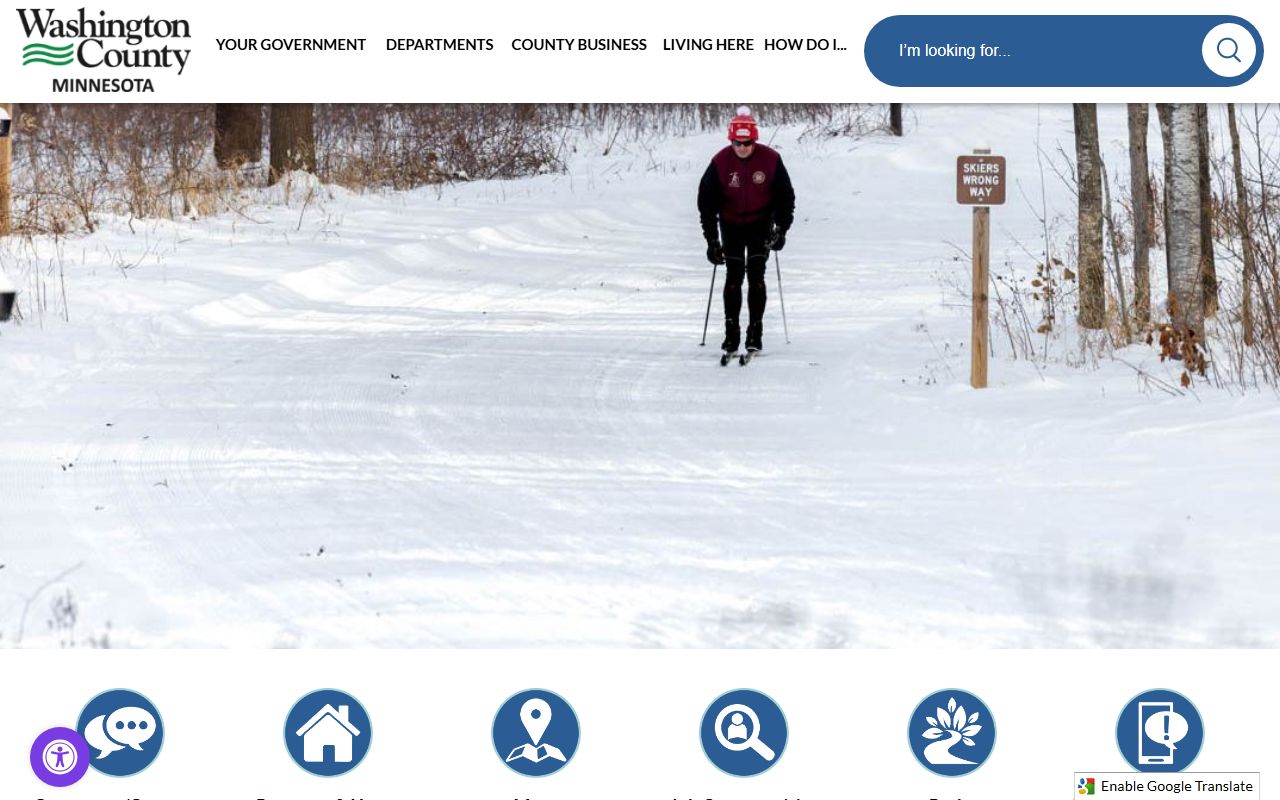 Washington County website showing vital statistics and death records services