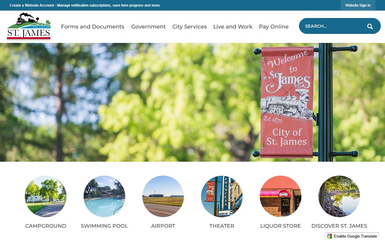 City of St. James website related to Watonwan County death records