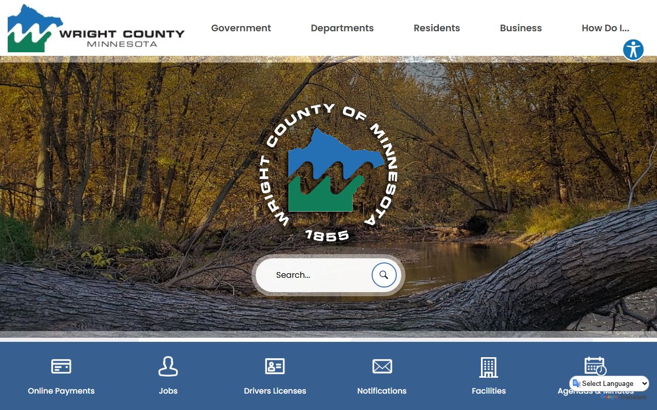 Wright County website showing recorder and vital records services