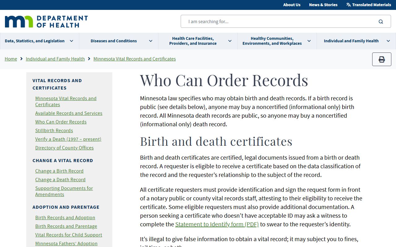 Minnesota death records eligibility requirements